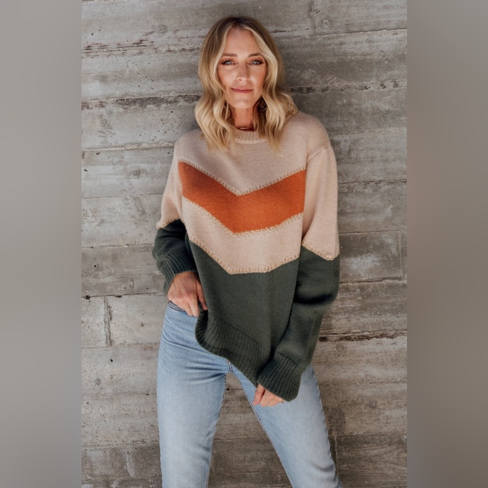 Colorblock Chevron Sweater